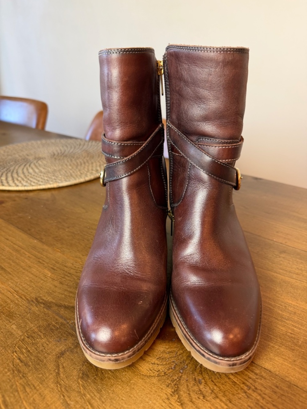 PIKOLINOS Brown Leather Ankle Boots Side Zip, Strap, Buckle Accent Women's 37 - Picture 3 of 10